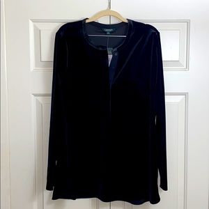 NWT Ralph Lauren Velvet Long Sleeve Shirt Black